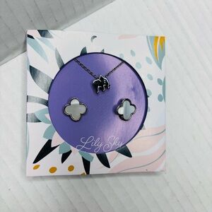 New LILY SKY Karma Necklace & Clover Earrings Set